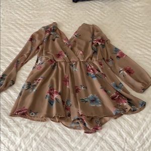 Floral chiffon romper.